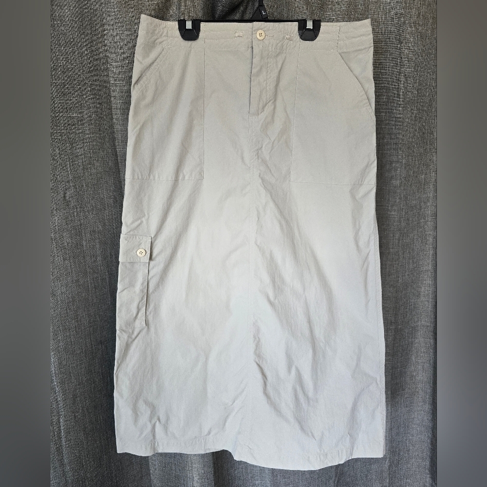 Patagonia Nylon Cargo Maxi Skirt Size 8 Light Grey Slit Y2k